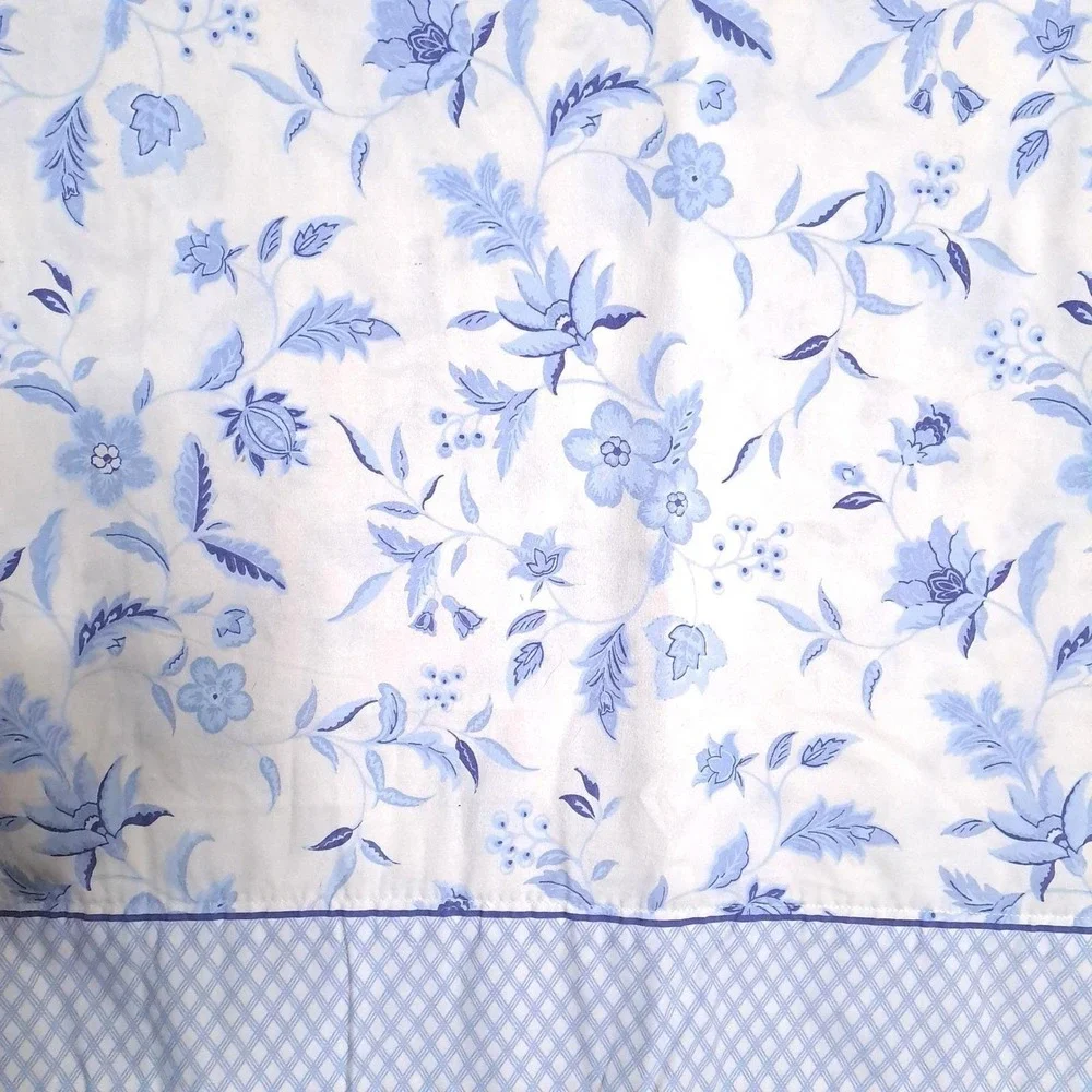 Vintage‎ Floral Flat Bed Sheet Twin Blue White Vintage Toile Cottagecore Fabric